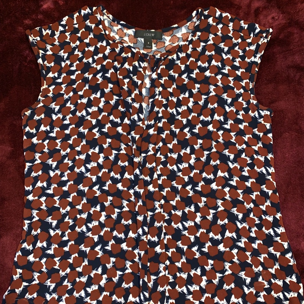 J Crew Burgundy Pattern Ruffle Viscose Blouse